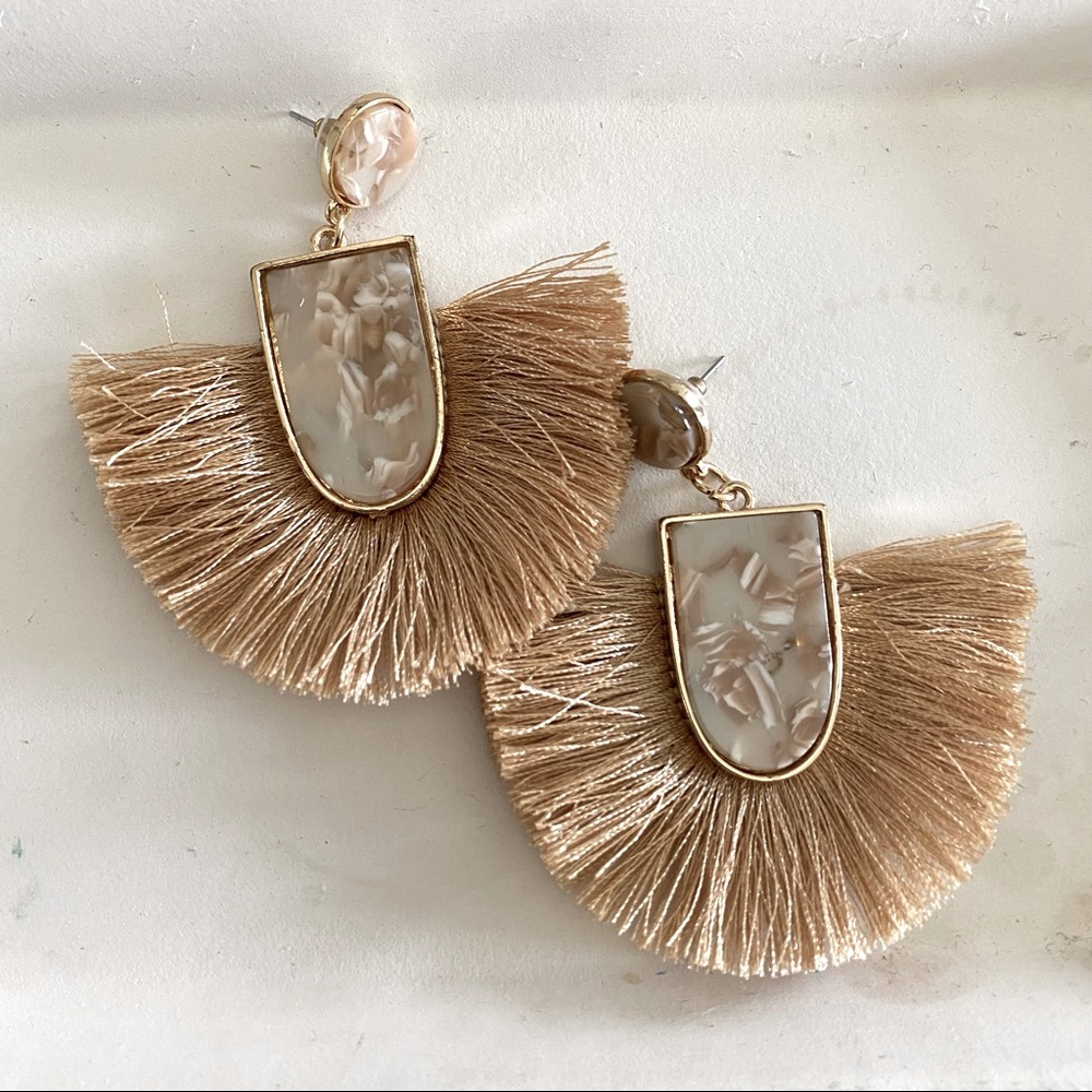 Tan Tassel Earrings